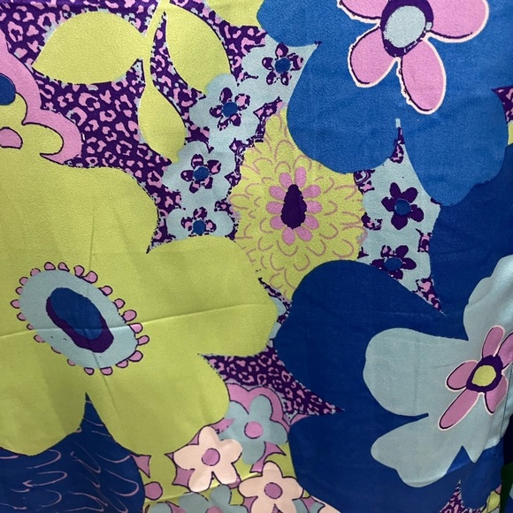 ASOS | Petite Satin Midi Tea Dress 8P Blue Green Abstract Floral Print - Picture 8 of 15